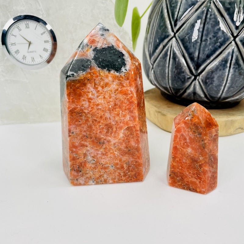 orchid calcite points set as home decor 
