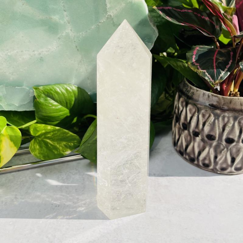 close up of crystal quartz tower
