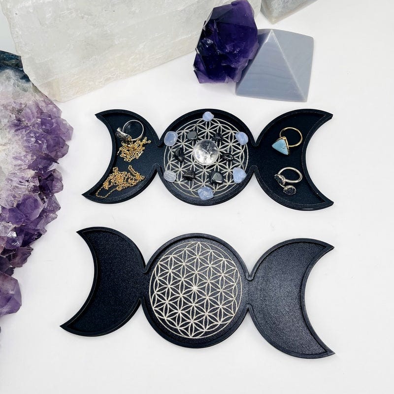 moon phase wooden trays set as home decor 