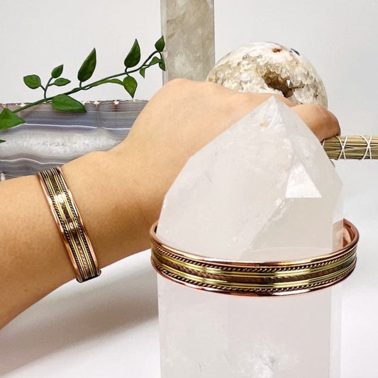 copper bracelet on wrist to show thickness 