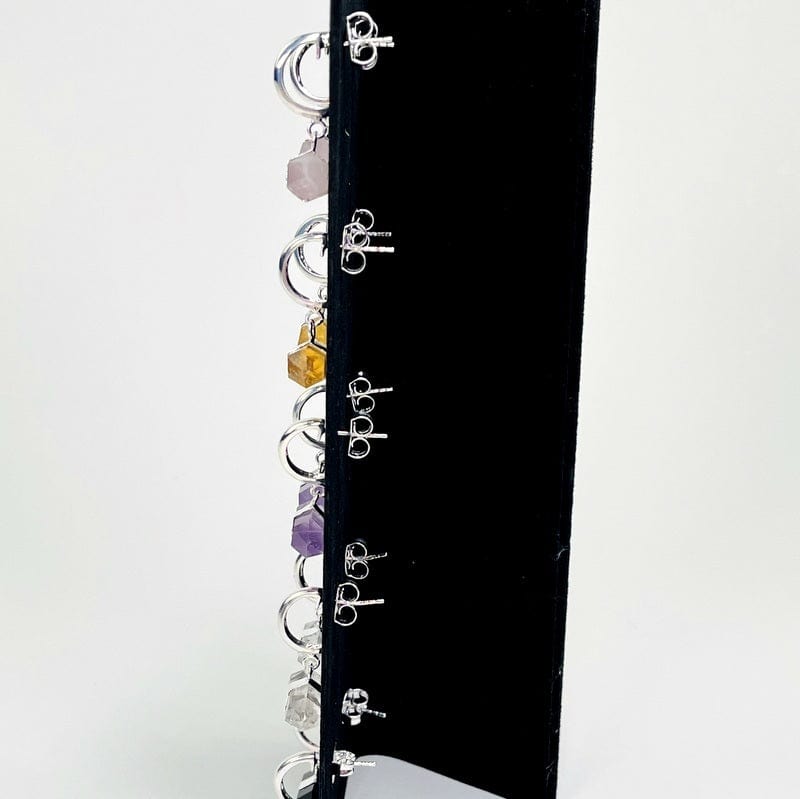 side view of the earrings showing the stud style back 