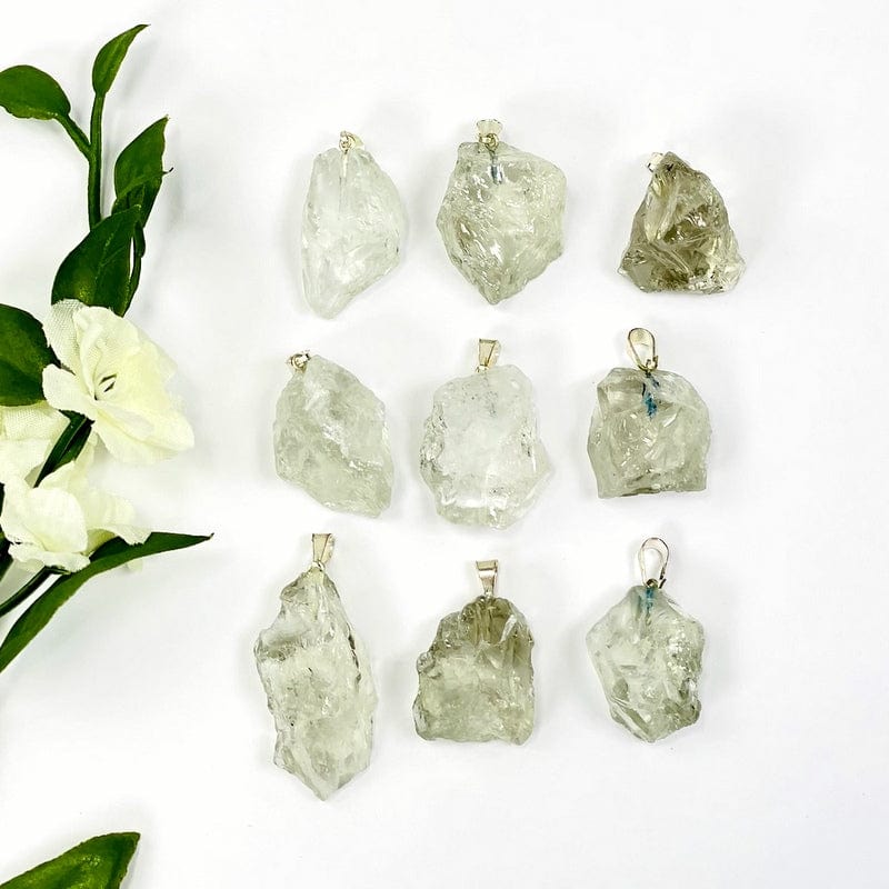 green amethyst with a bail  in 3 rows of 3