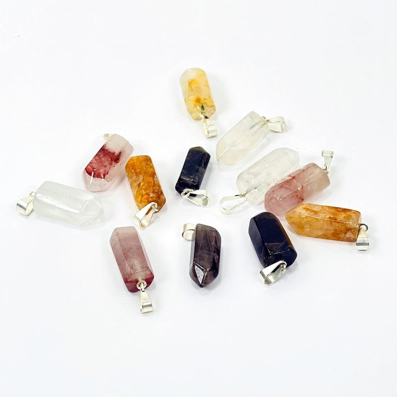 multiple point pendants with silver bail displayed to show the pendant from different angles 