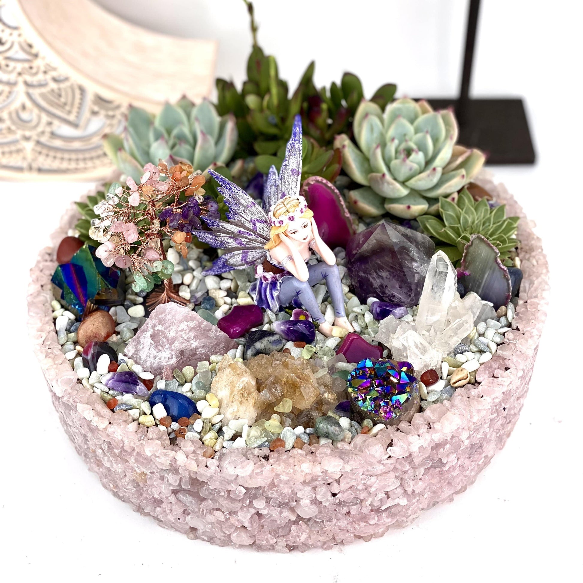 Tumbled Stone Bowl  - top view of fairy garden