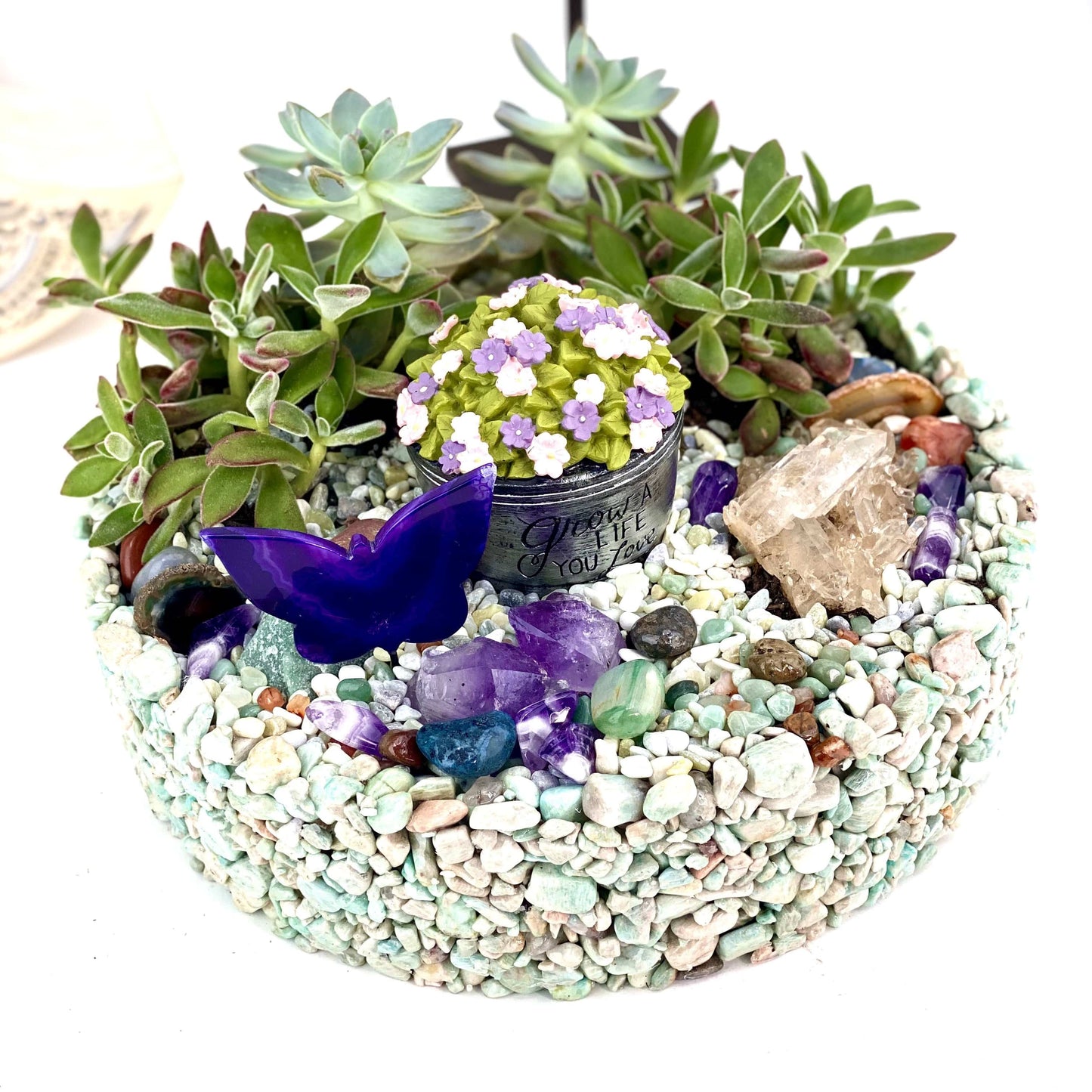 Tumbled Stone Bowl  - close up