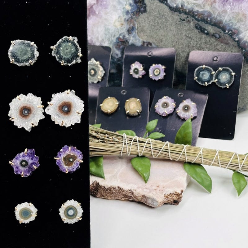 close up of the stalactite earrings