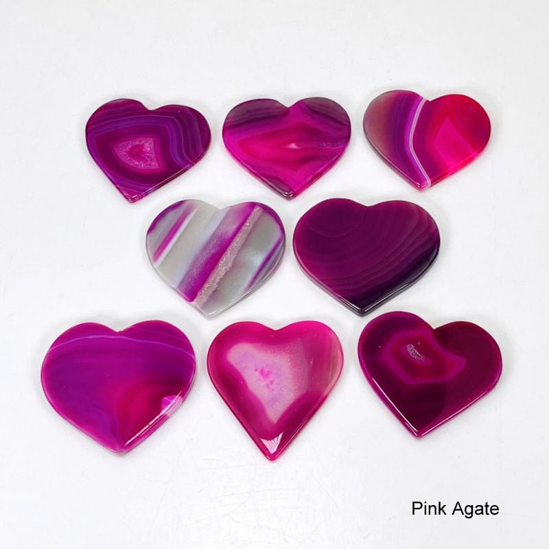 close up of the pink heart agate slices