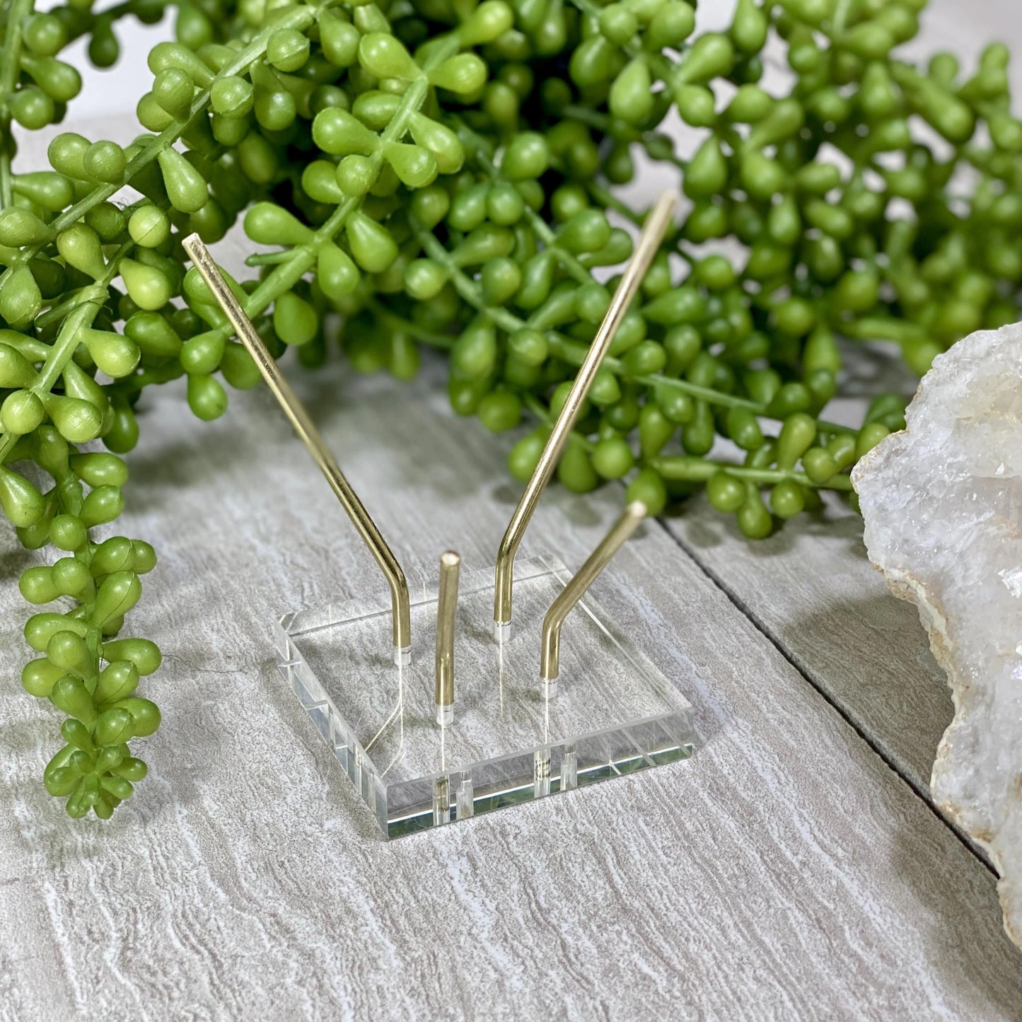 Acrylic Crystal Holder from a side angle