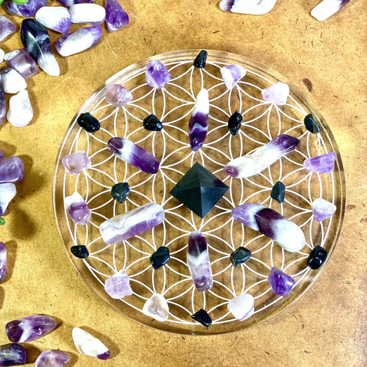 acrylic flower of life grid set as home decor 