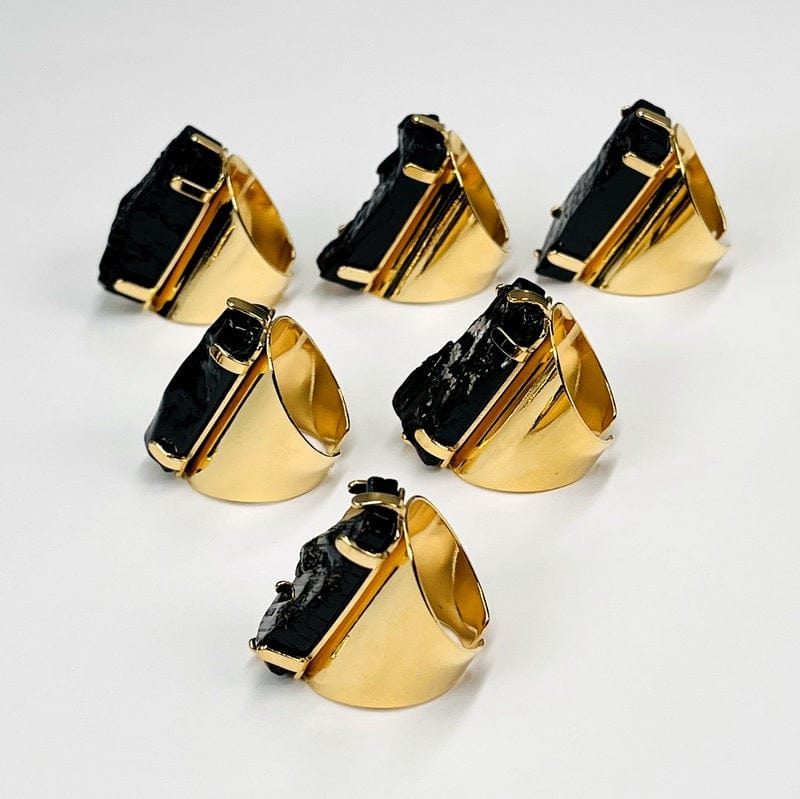side view of the tourmaline rings to show the thickness 