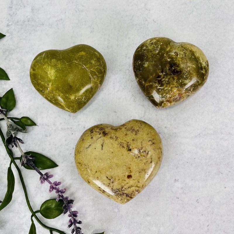 close up of the details in the heart. shades of greens with spots of browns 