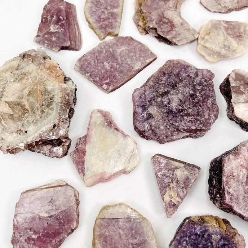 close up of the silver mica shimmer within the lepidolite labs 