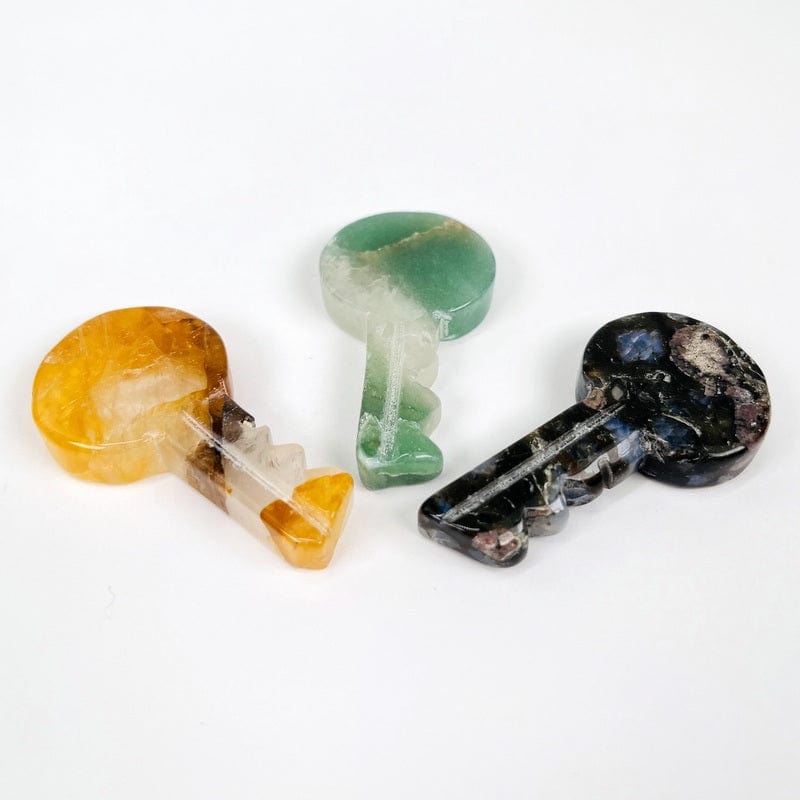 close up of the carving details in the gemstone keys 