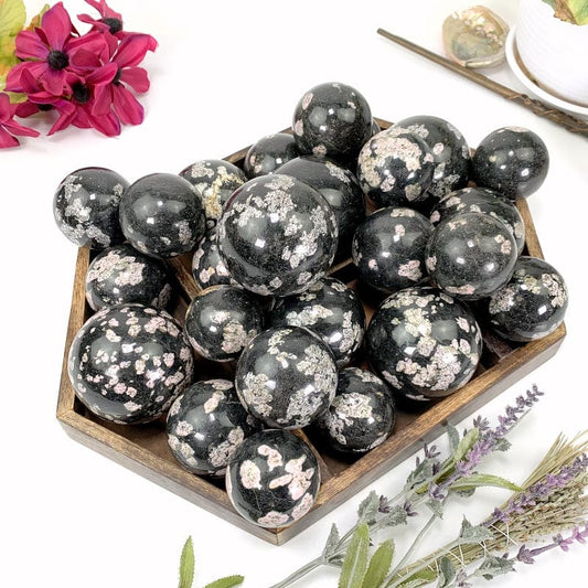 black jade spheres in a box