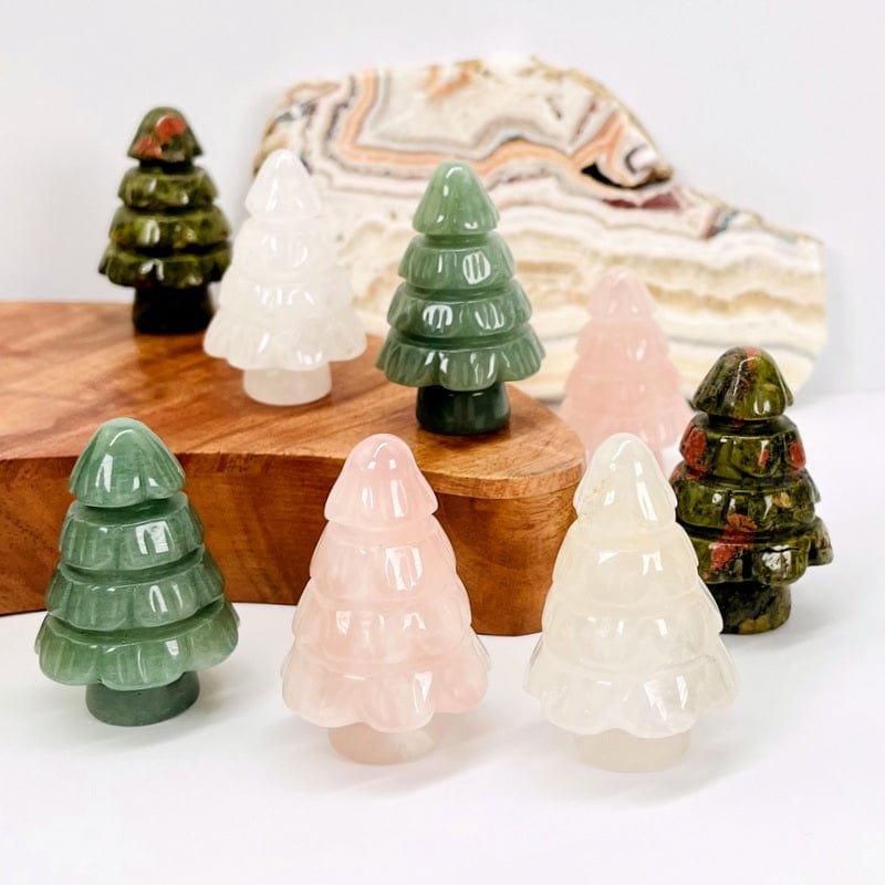multiple gemstone trees displayed to show the differences in the stone types