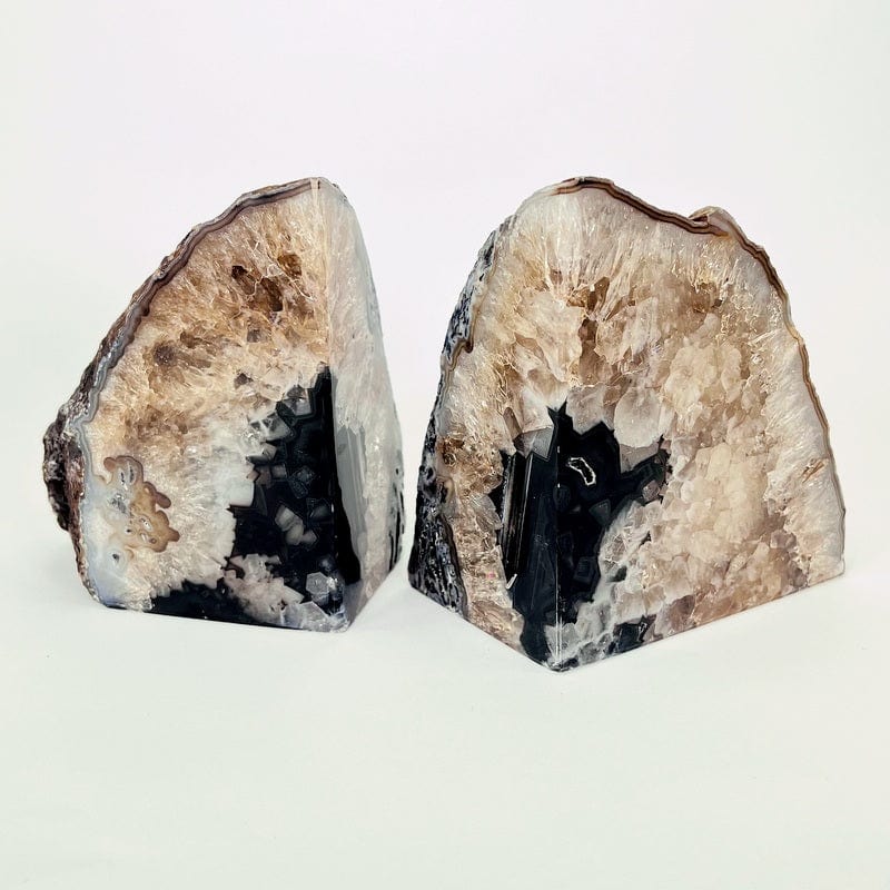 black agate bookend split apart