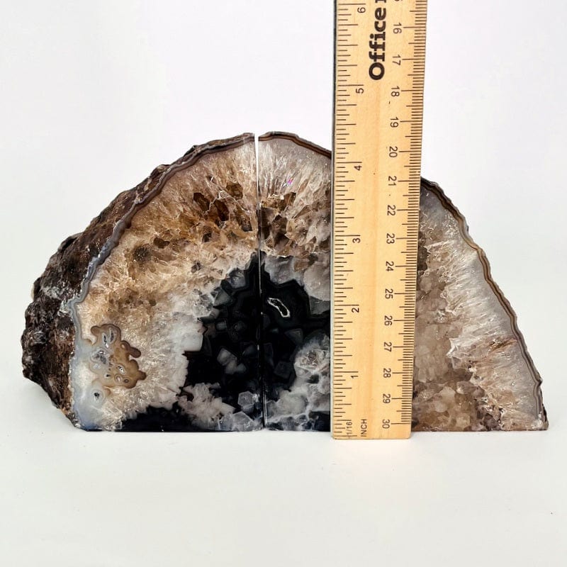 black agate bookend next to a ruler