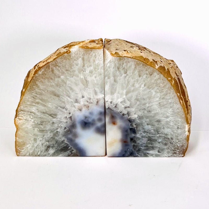 Natural Agate Bookend Pair - 9 to 12 lb - Geode Bookend - Home Decor (RK1-27)