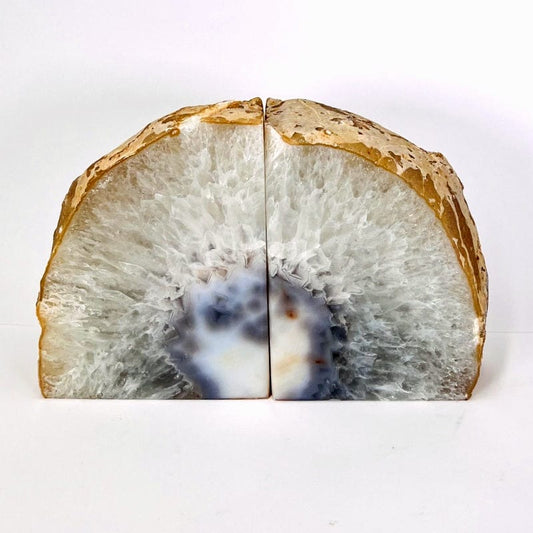 Natural Agate Bookend Pair - 9 to 12 lb - Geode Bookend - Home Decor (RK1-27)