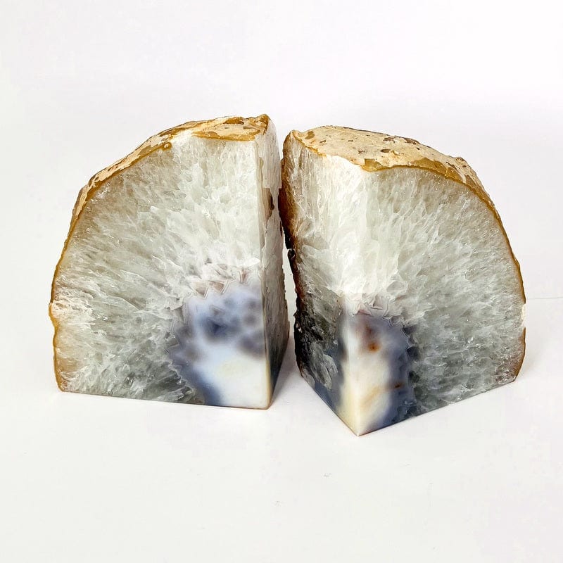 Natural Agate Bookend Pair - 9 to 12 lb - Geode Bookend - Home Decor (RK1-27)