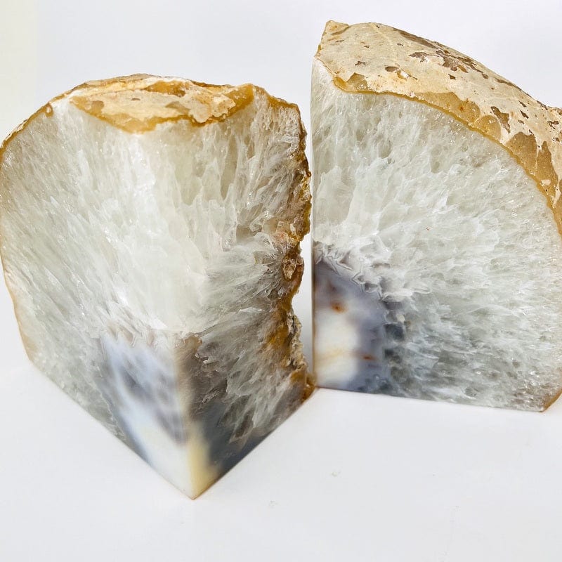 Natural Agate Bookend Pair - 9 to 12 lb - Geode Bookend - Home Decor (RK1-27)
