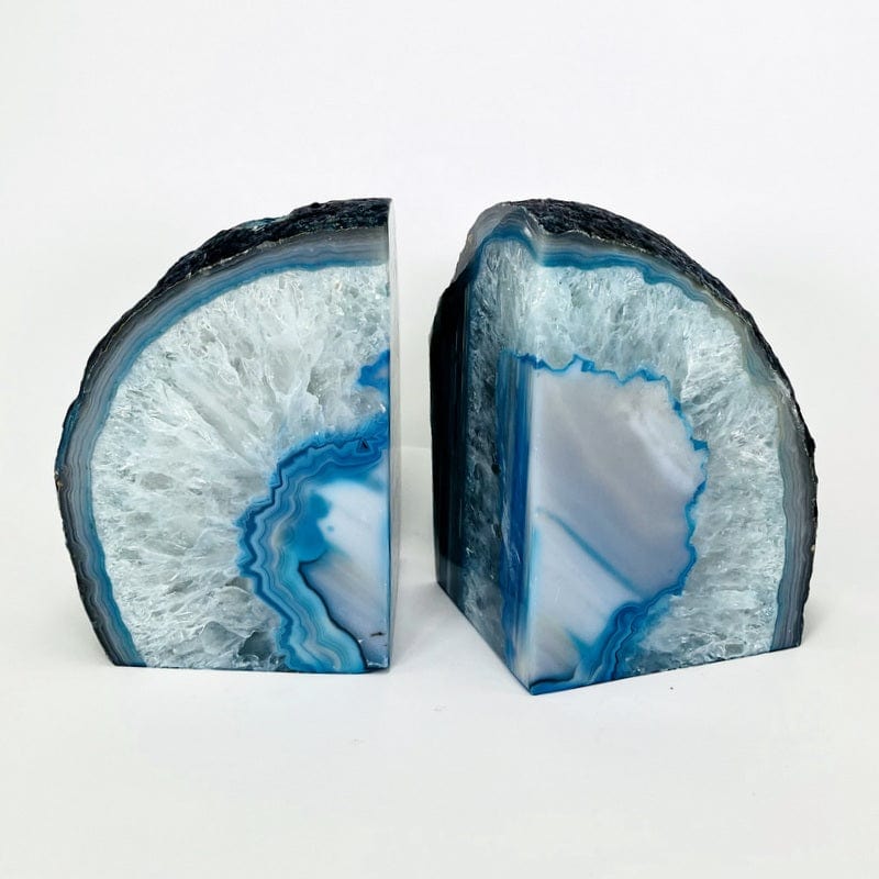 Teal Agate Bookend Pair - 9 to 12 lb - Geode Bookend - Crystal Home Decor