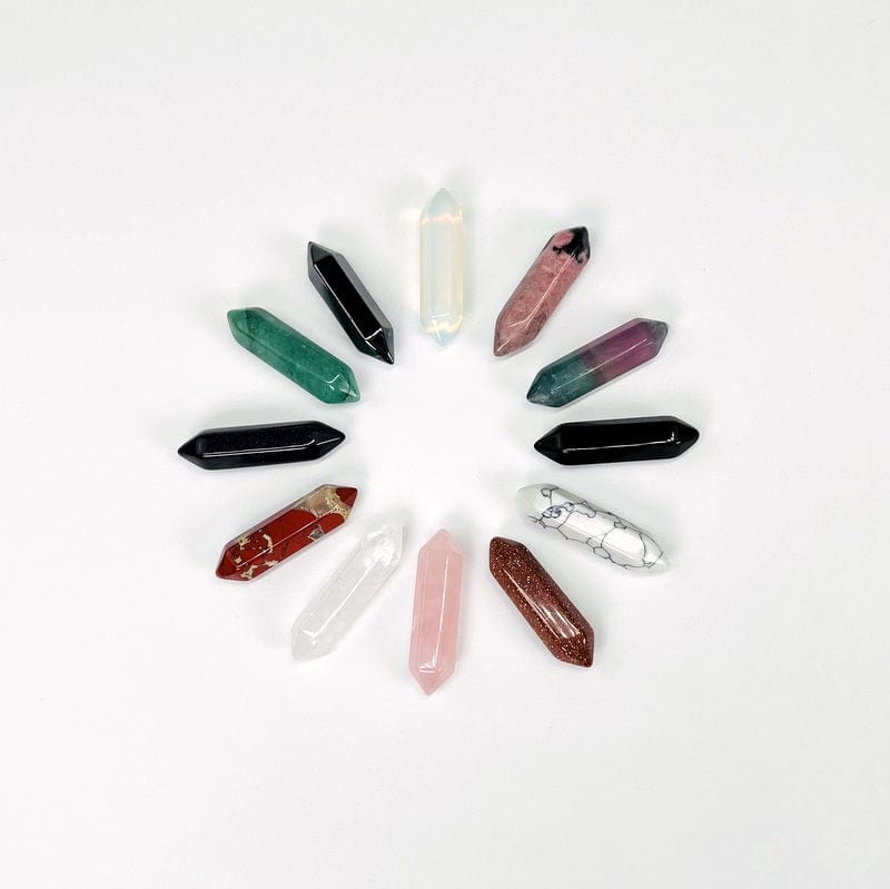 double terminated points displayed to show the differences in the stone types and color shades 