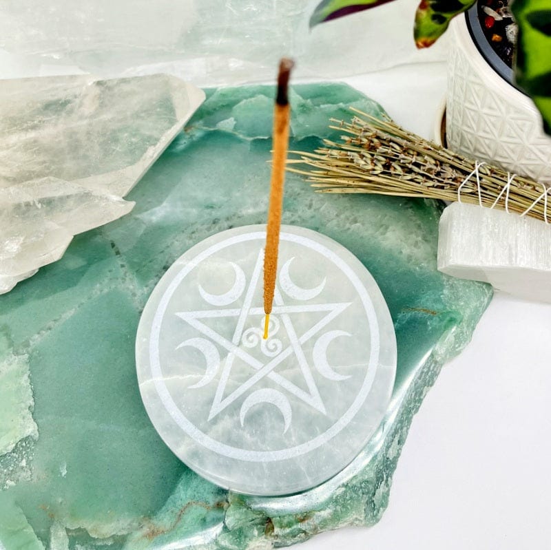 selenite incense holder displayed as home decor 