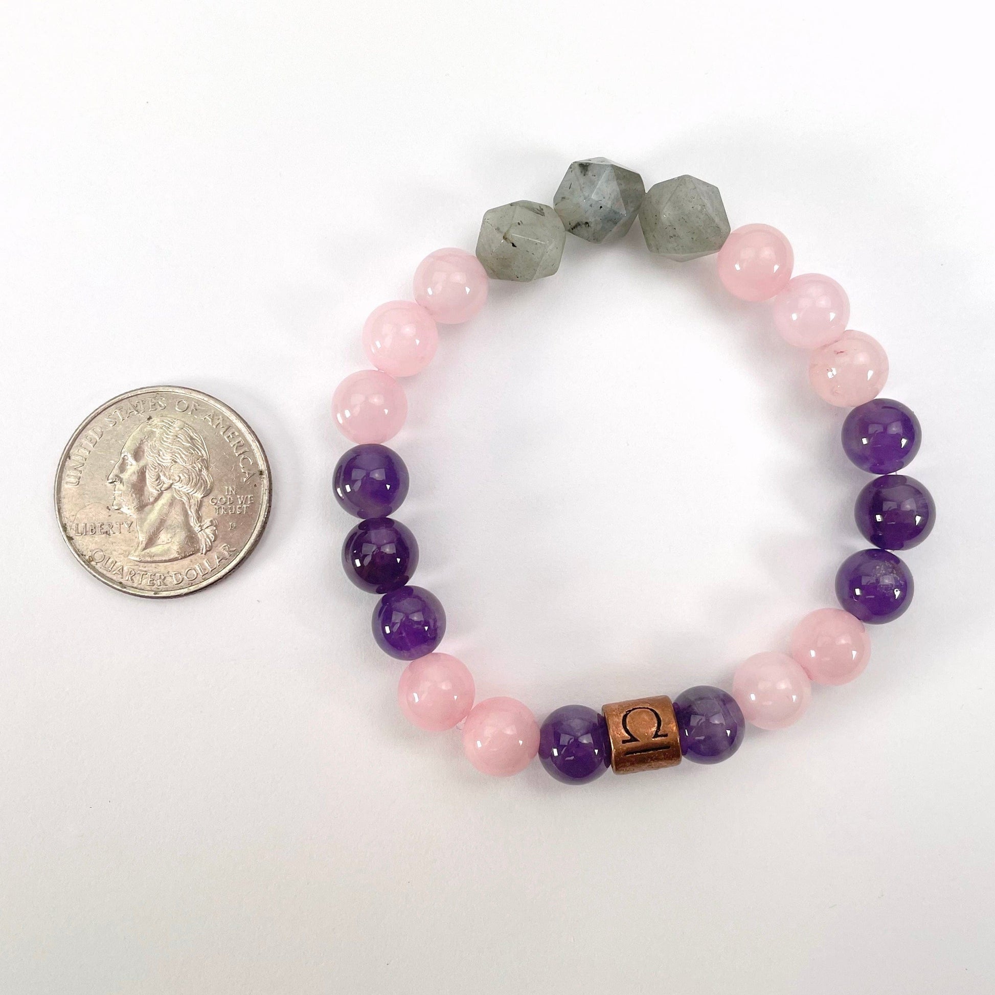 libra zodiac bracelet with quarter for size reference