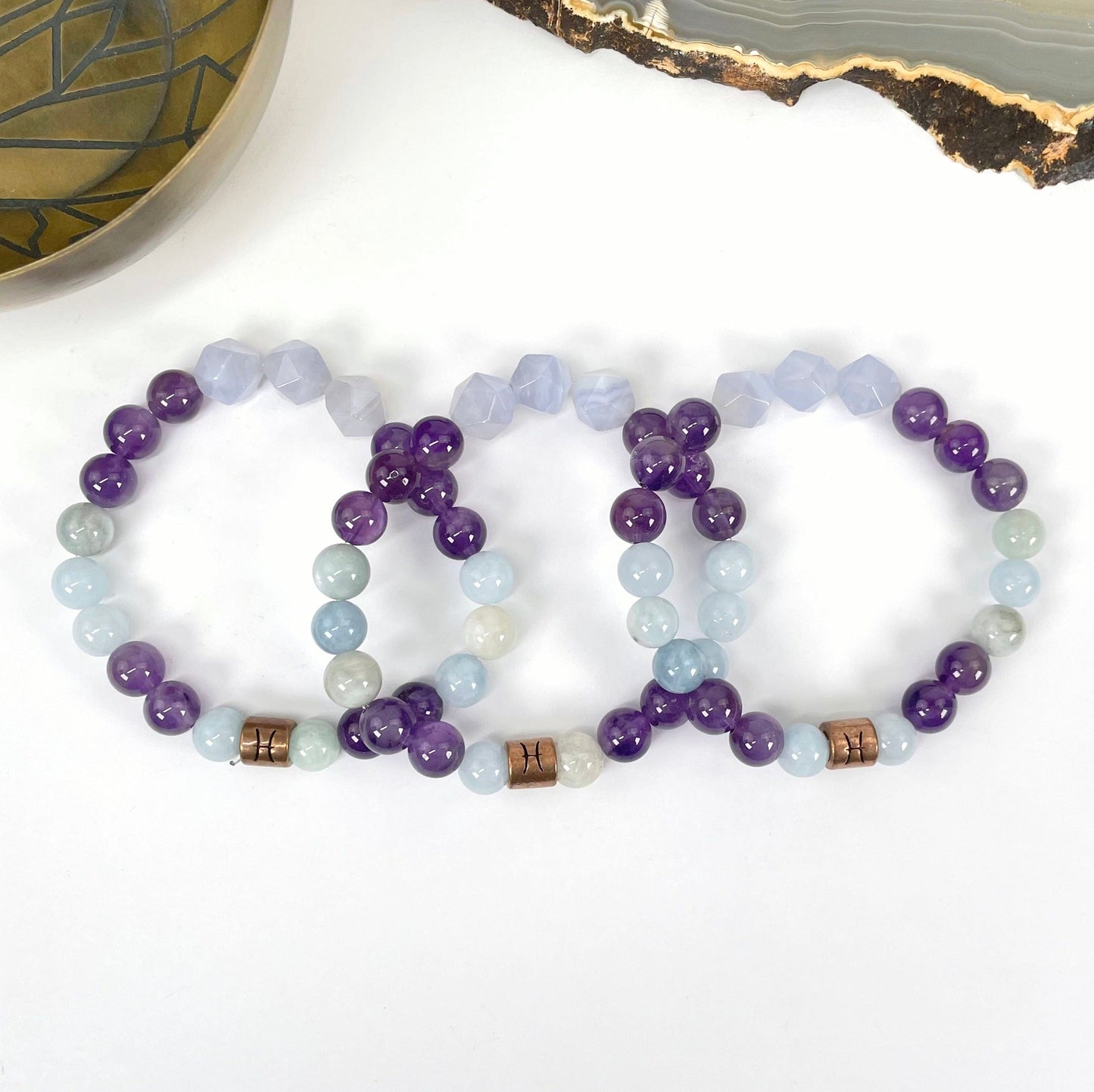 close up of pisces zodiac bracelets for details and possible variations 