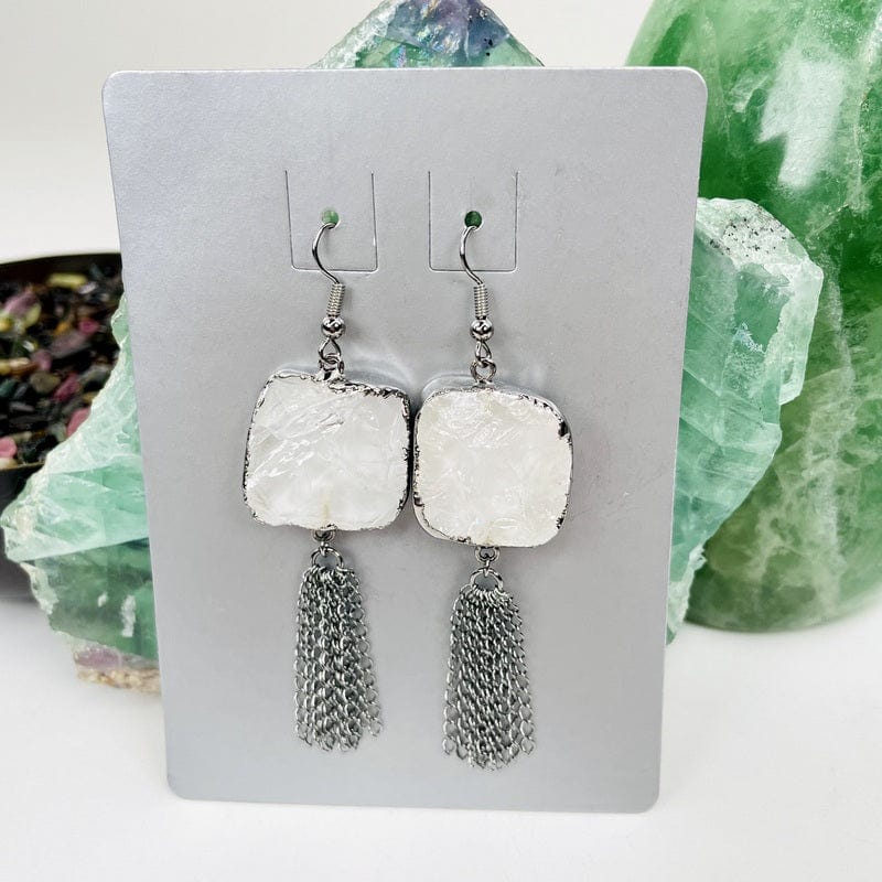 close up of the earrings in gunmetal 