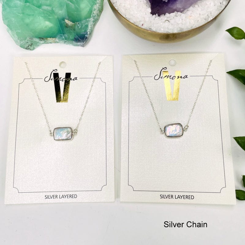 rectangle pearl necklace available in silver