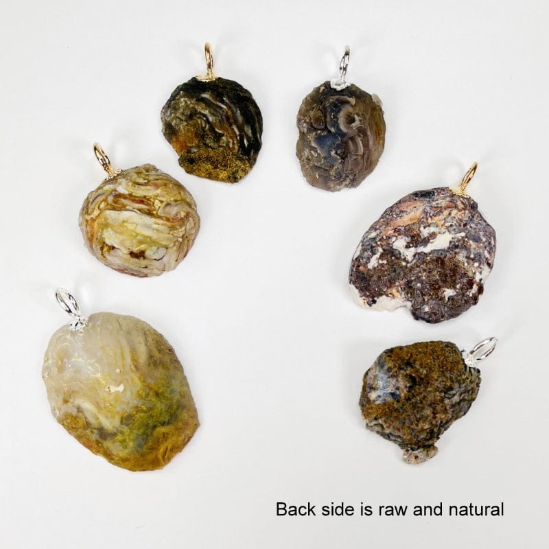back side of the pendants to show that its been left raw and natural
