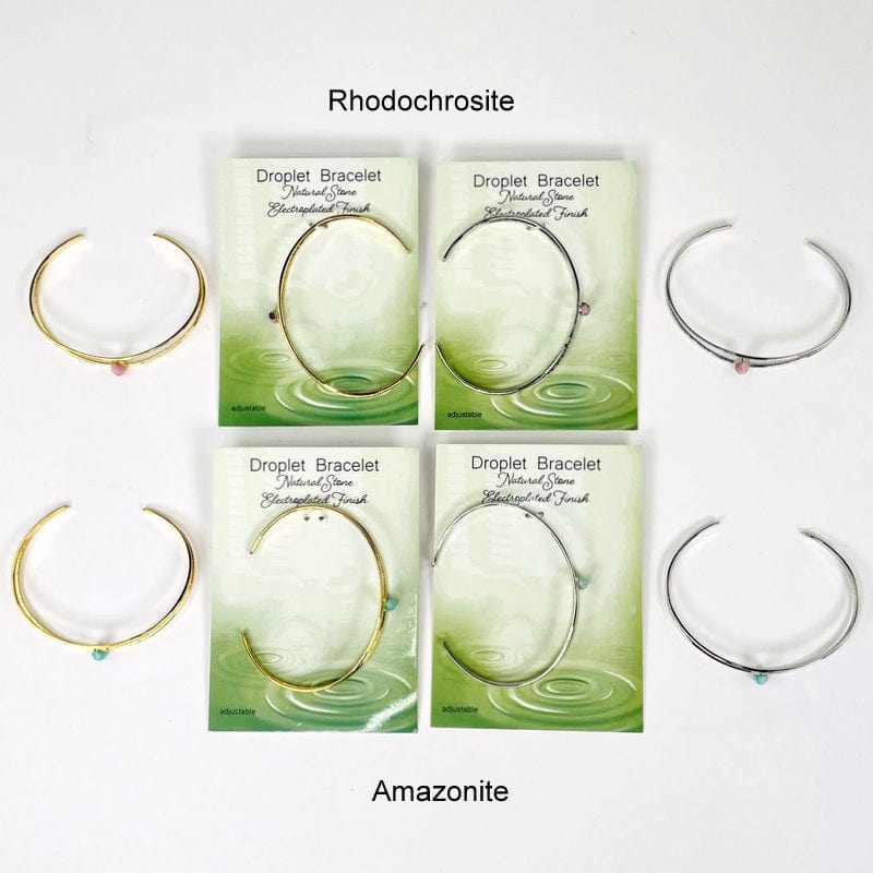 droplet gemstone bracelet available in rhodochrosite and amazonite  