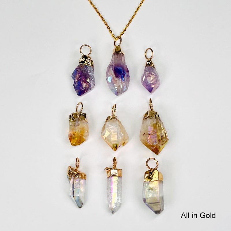 pendants available with an electroplated gold cap and hoop bail