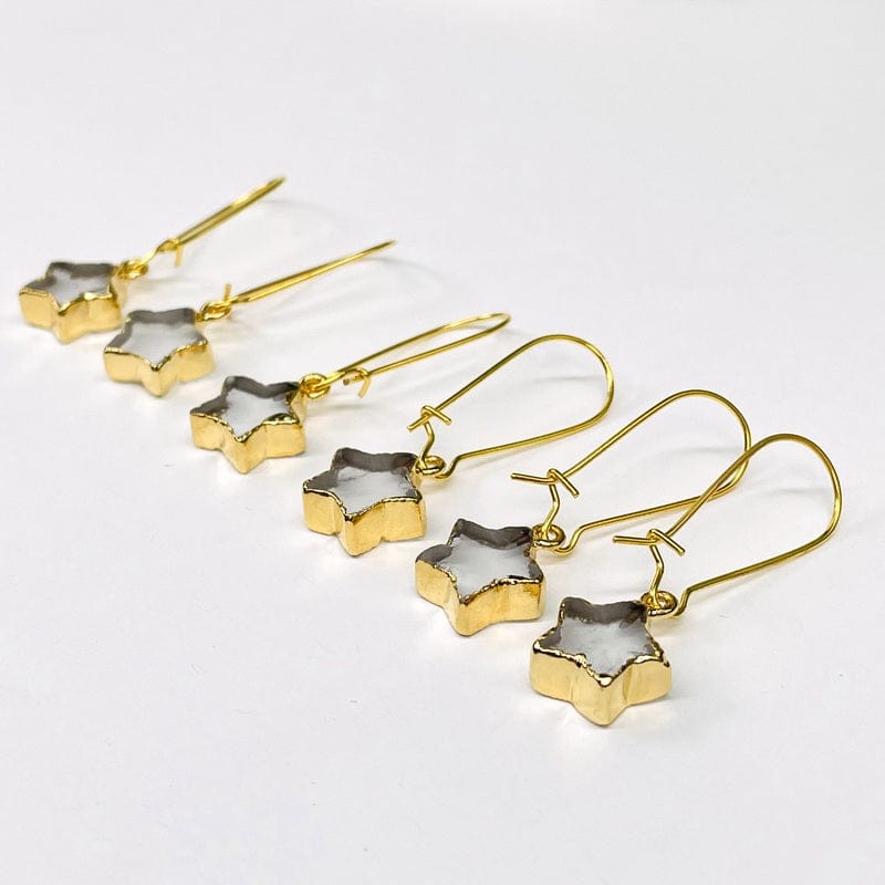 side view of star earrings showing the thickness 
