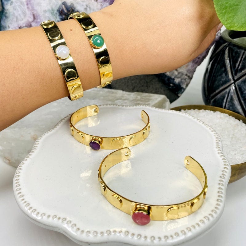 moon phase bracelets on wrist for size reference 