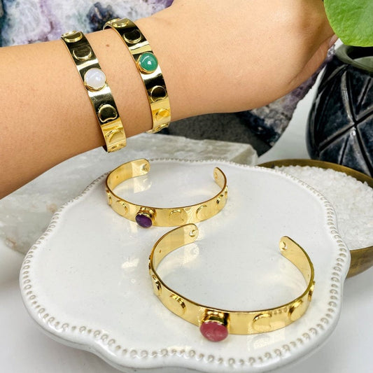moon phase bracelets on wrist for size reference 