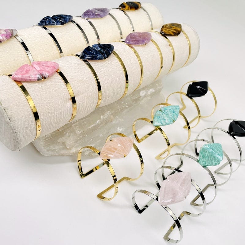 side view of the gemstone cuff bracelet 