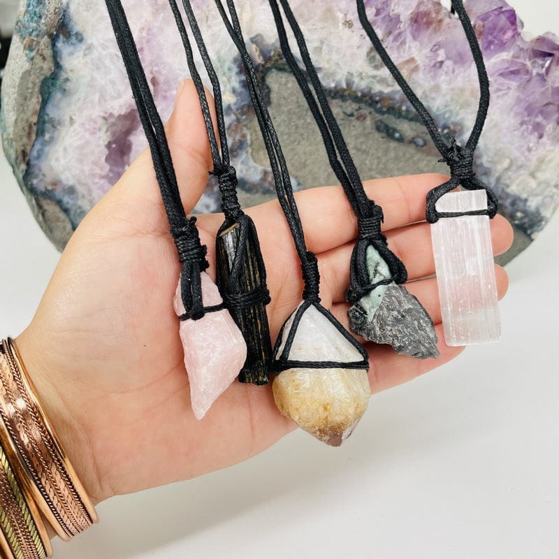 necklace crystals in hand for size reference 