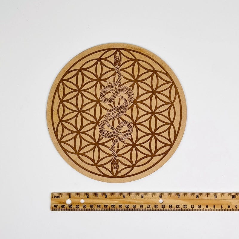 grid next to a ruler for size reference 