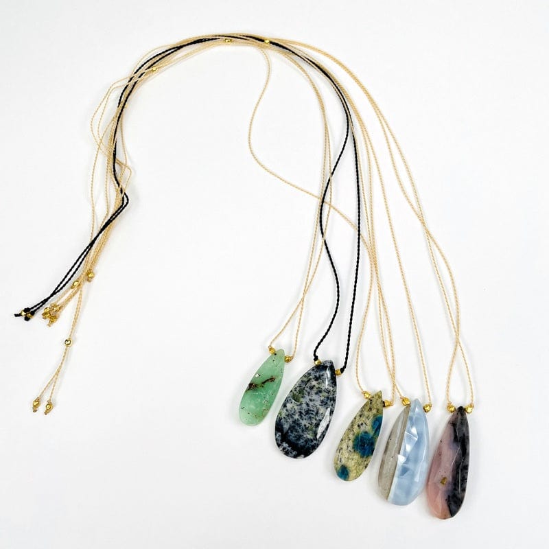 finished necklaces come on an adjustable cord 