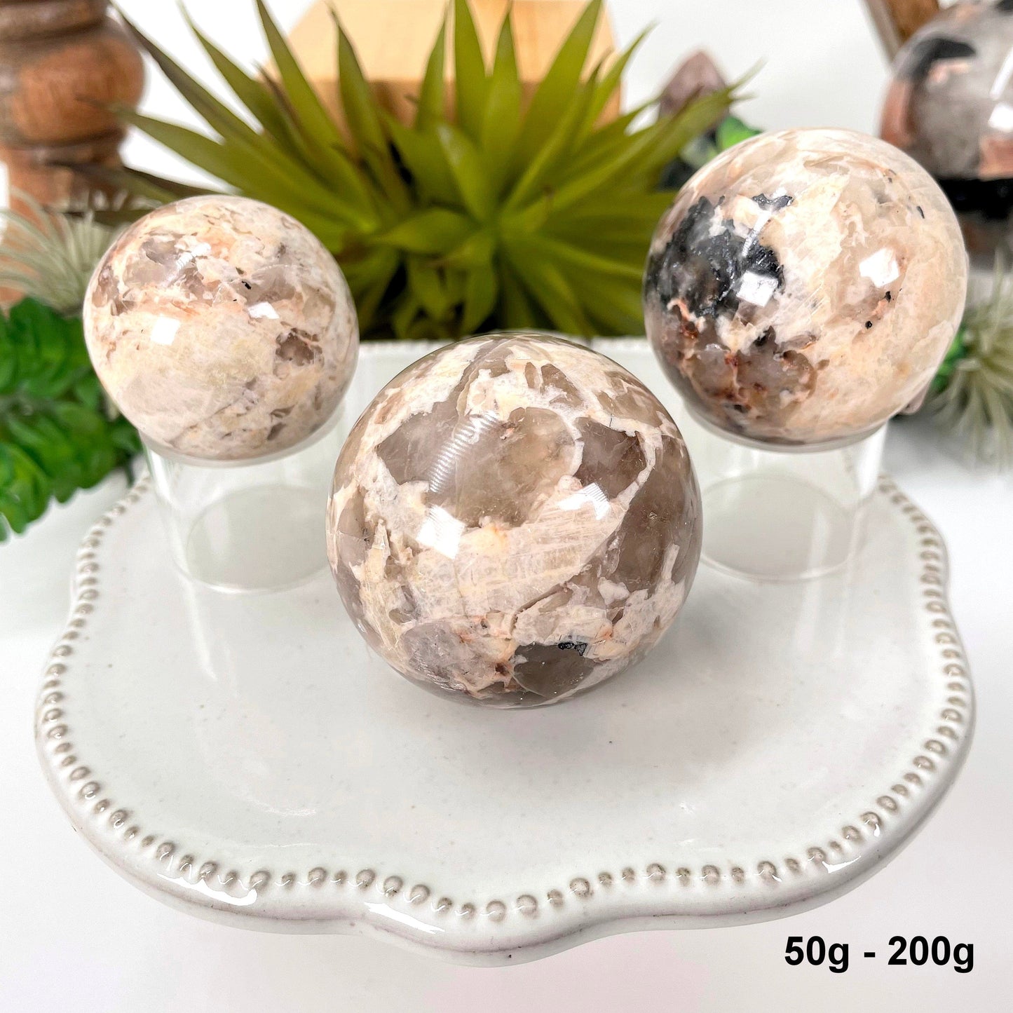 Black Tourmaline with Feldspar Polished Spheres - By Weight