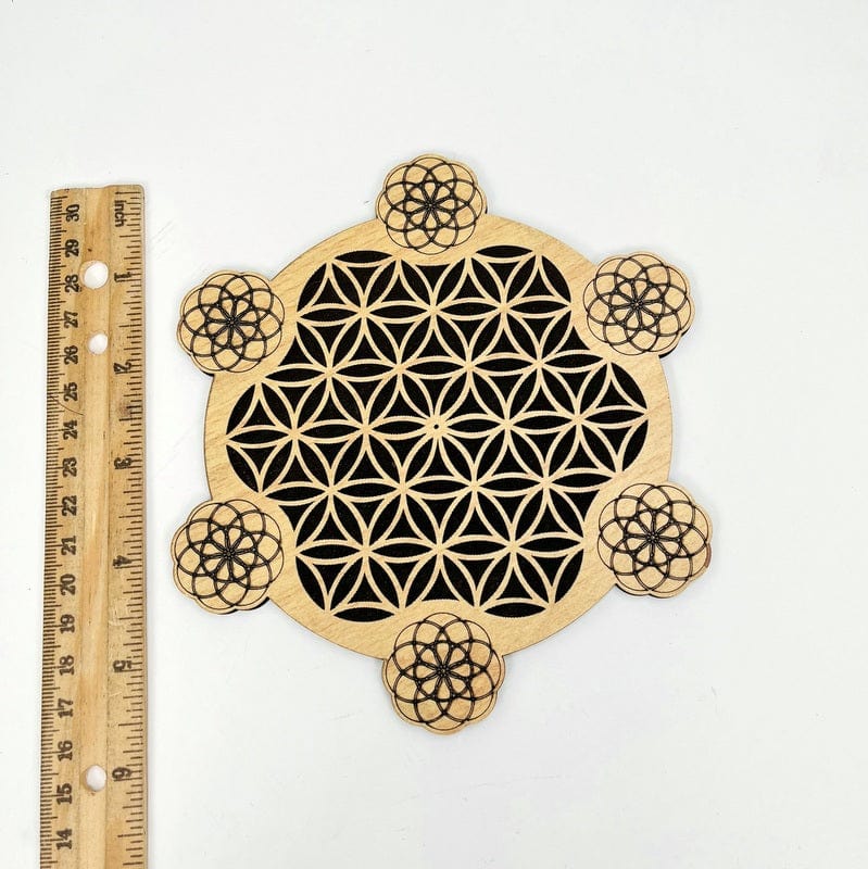 grid next to a ruler for size reference 