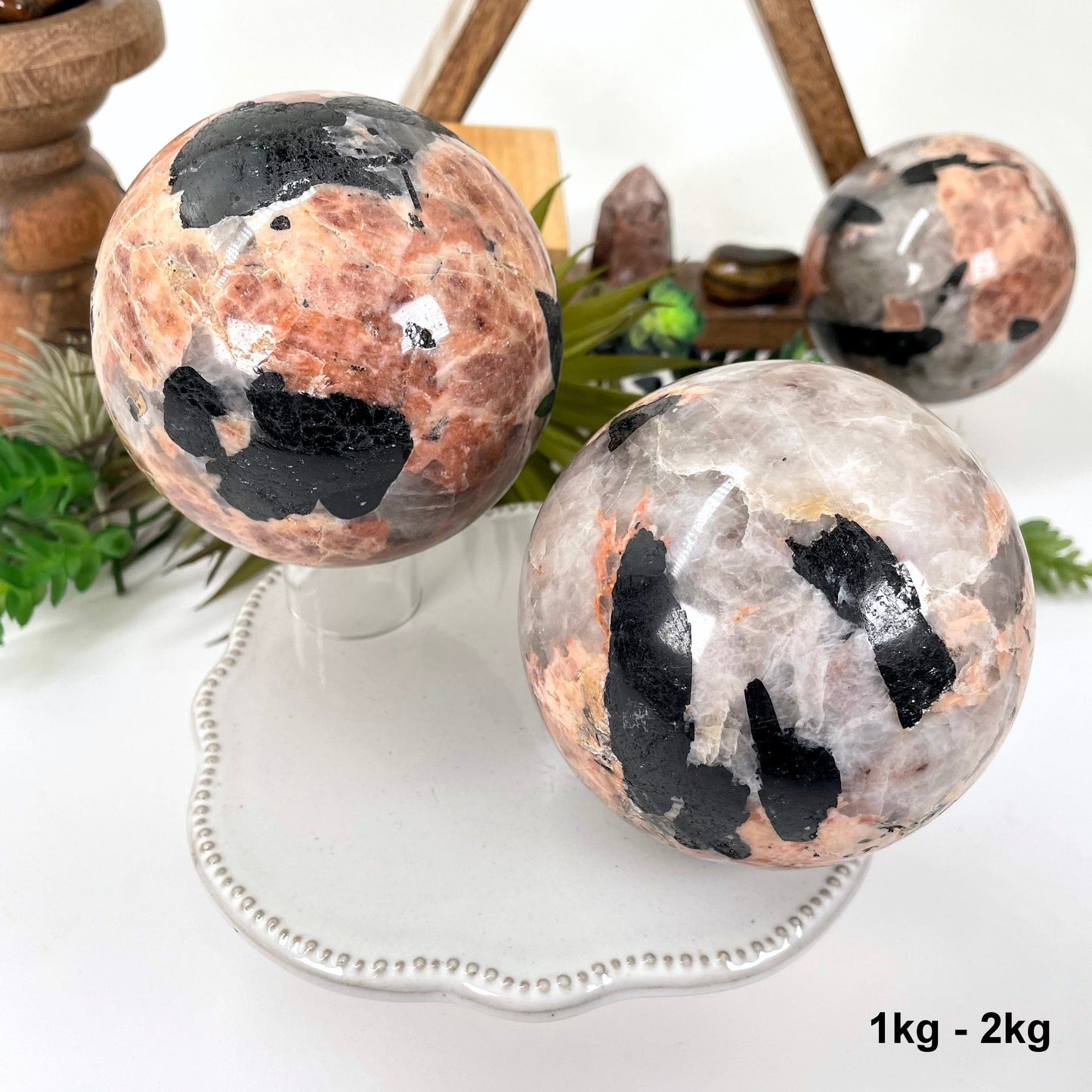 two 1kg - 2kg spheres on display for possible variations