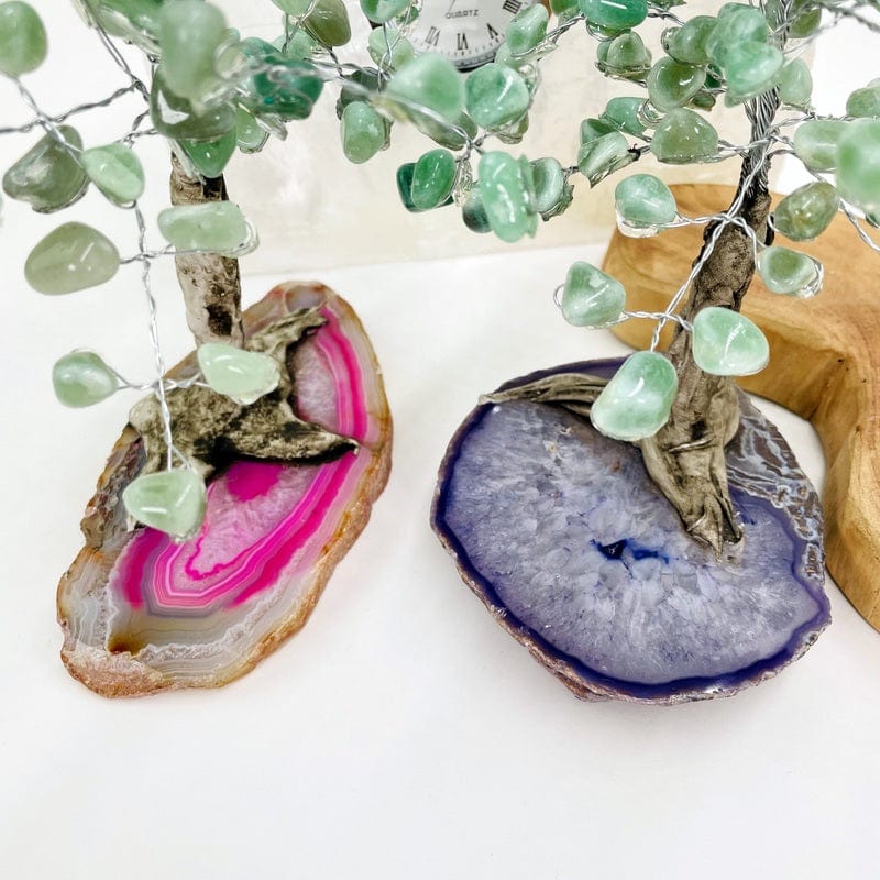 close up of the details on the agate base trees 