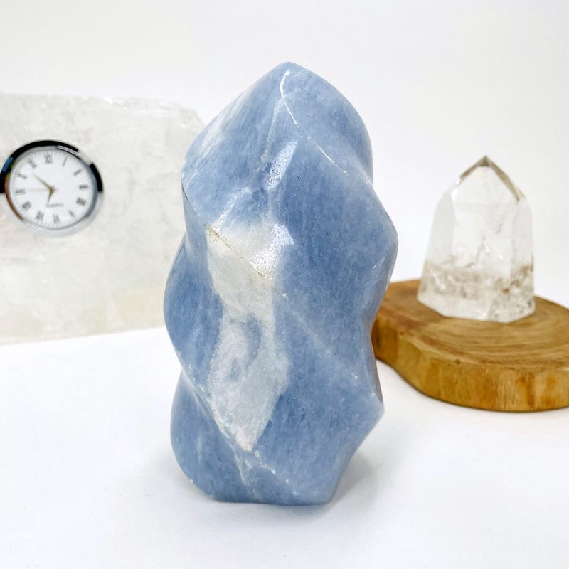 blue calcite flame tower set as home decor 