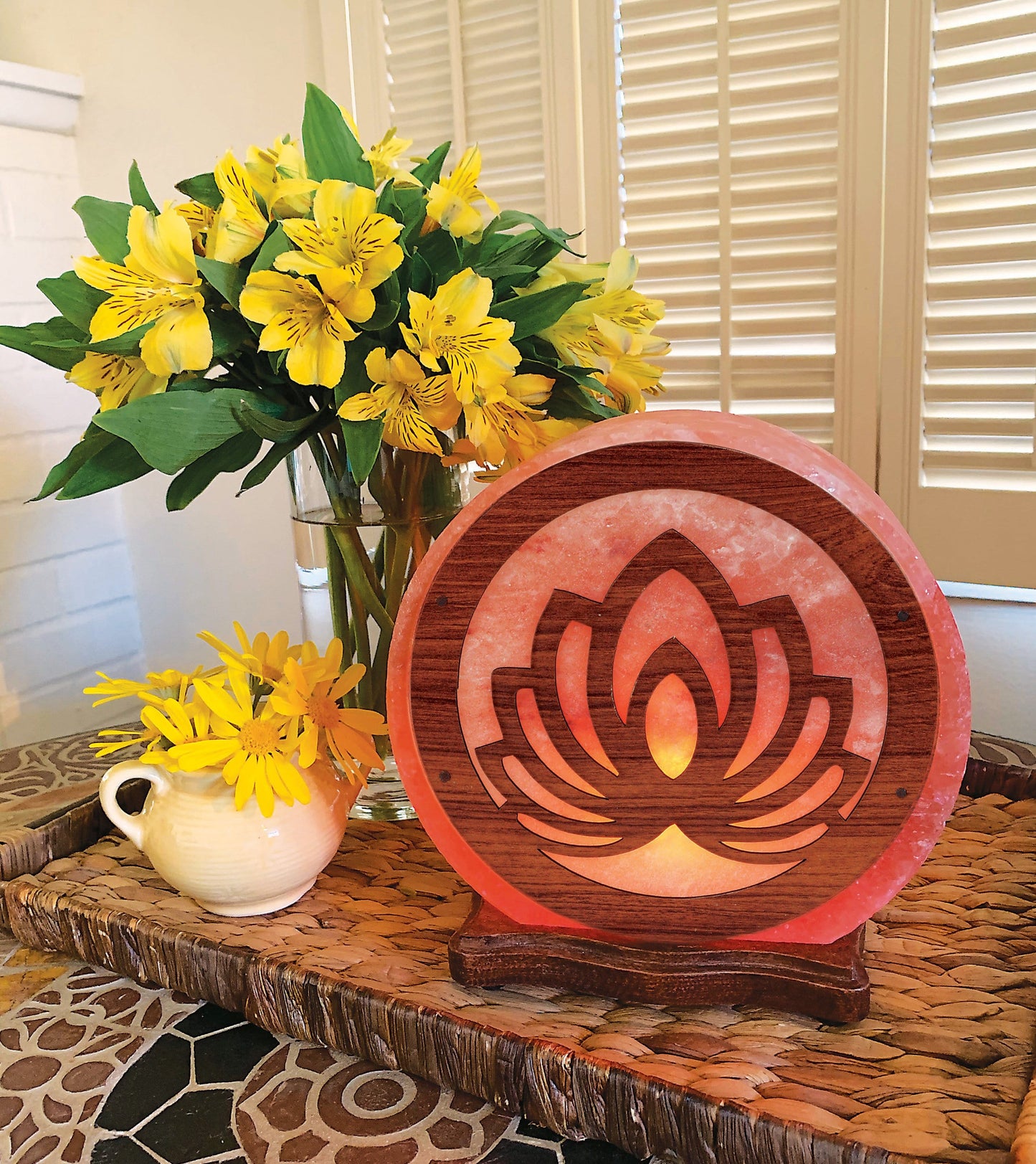 Himalayan Salt Lamp in athe lotus design