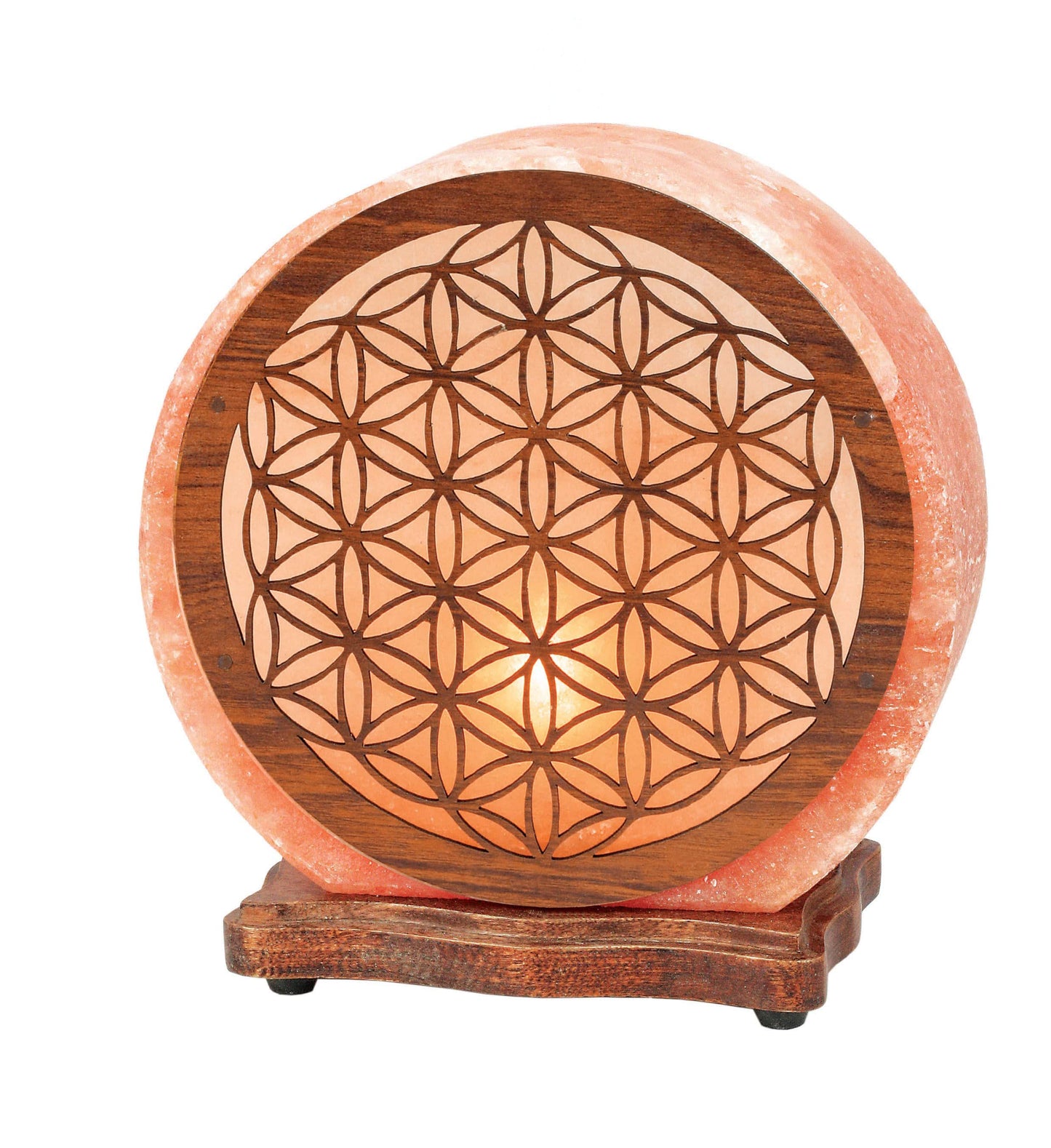 Himalayan Salt Lamp in the flower of life design