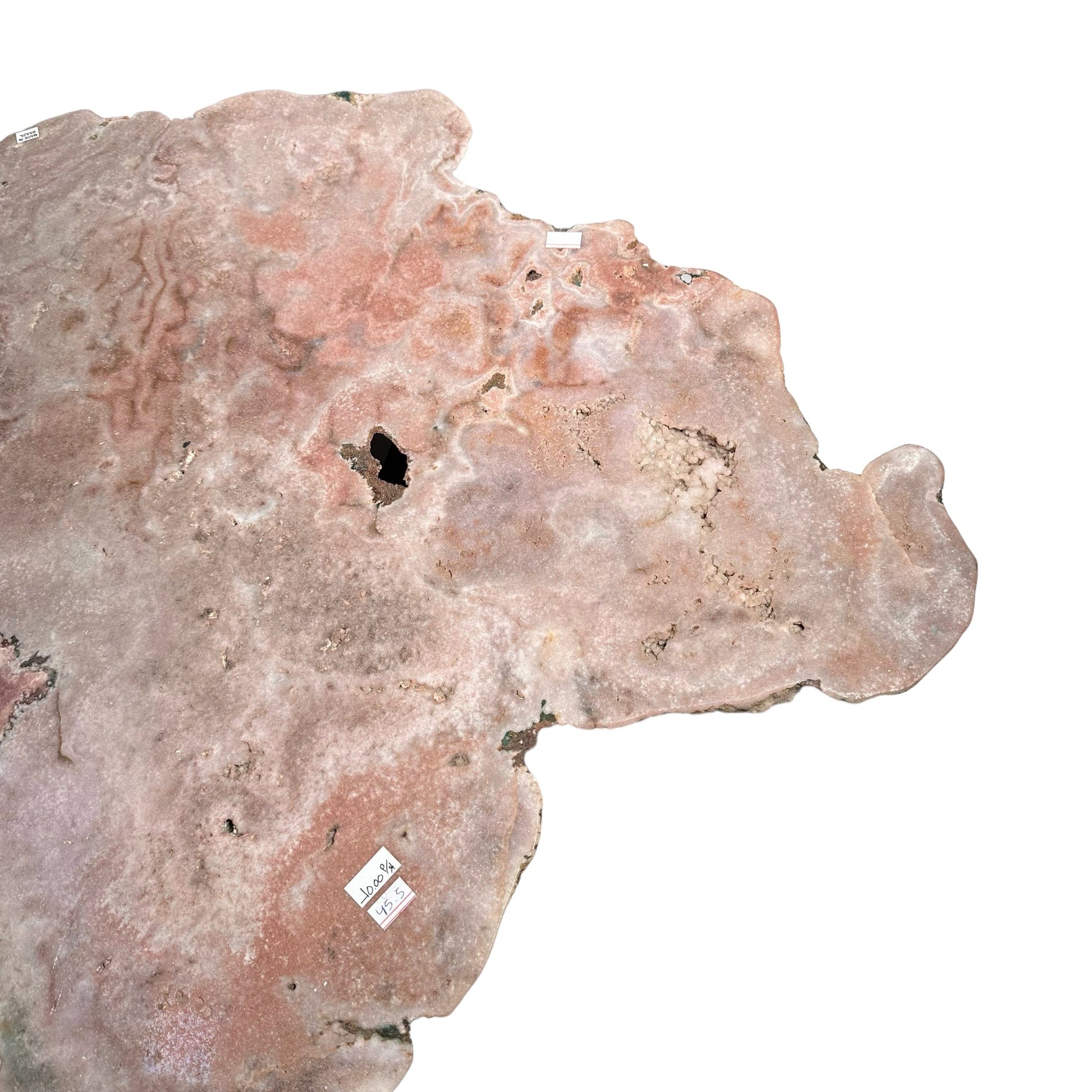 close up of one of the sides on the pink amethyst table 